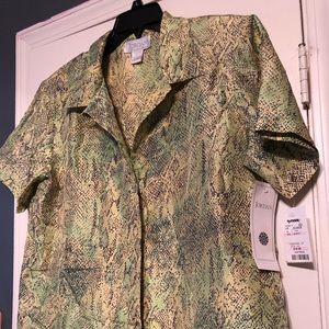 Button up silk lime green blouse